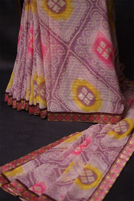 Jamuni Sandhya Purple Blend Bandhini Silk Saree